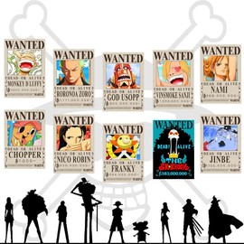 CBKSUHBADE 15in×11in Anime One Piece Wanted Bounty Posters, New Edition, 10 Straw Hat Pirates Crew Zoro, Sanji, Luffy, a Set of 11PCS