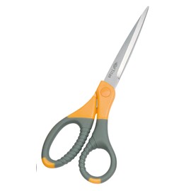 Wedo 9858 Universal Scissors Titanium Coated Stainless Steel with Special Rubberized Soft Grips also suitable for Left-Handed People, 21.5 cm, Grey/Yellow