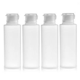 Pack of 4 100 ml Travel Size Plastic Squeeze Bottles Portable Travel Toiletries Container Bottles Cosmetic Lotion Tubes Container Glasses Bottles with Hinged Lid