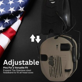 Walker’s Razor Digital Electronic Ear Muff (US Flag-FDE) (2-Pack) Bundle with Walkie Talkie Attachment (Flat Dark Earth) (2-Pack), Sport Glasses (Clear) (2-Pack), and Cleaning Cloth (2-Pack) (8 Items)