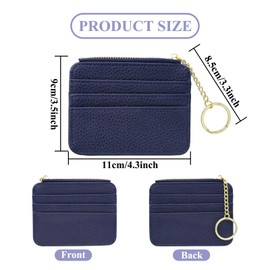 AfitLulu Credit Card Holders for Women Men, Slim Card Wallet Thin Women Wallets with Keychain and 6 Card Slots, Card Holder Wallet Minimalist Bus Pass Holder with Zip Pocket for Coin (Black)