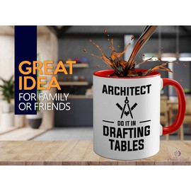 Architect Two Tone Red Edition 11oz - Architects drafting tables - Interior Designer Architectur Contractor Drafter Civil Engineering Student Teacher Home Living Family