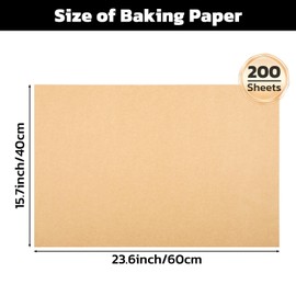Beasea Parchment Paper Sheets for Baking, 200pcs 16x24 Inch Unbleached Precut Nonstick Heavy Duty Natural Parchment Baking Paper Sheets for Air Fryer Cooking, Grilling, Frying and Steaming