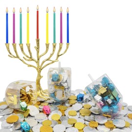 Jumbo Hanukkah Fillable 6.5" Inch Dreidel, Stands Straight on Table, Can Be Filled with Hanukkah Gelt or Any Hanukkah Item (6-Pack)