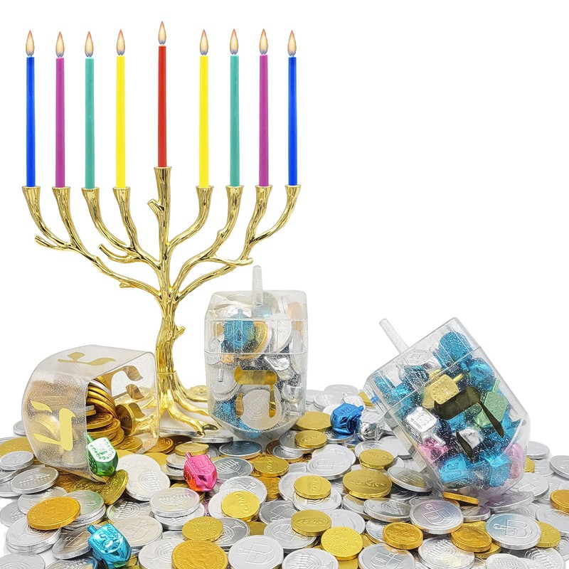 Jumbo Hanukkah Fillable 6.5" Inch Dreidel, Stands Straight on Table,