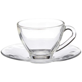 Glass kosumotexi-kappu & Saucers