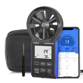 AIOMEST Anemometer Bluetooth, Handheld Wind Speed Gauge Meter w/Atmospheric Pressure, Temp, RH, Dew Point Temp, Wind Chill Measurement for Climbing Drone HVAC, AI-6000WM-APP