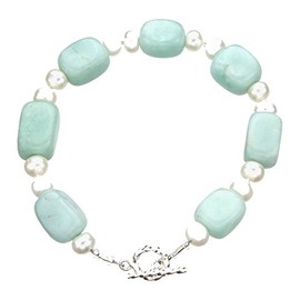 Bracelets, Anklets by Joyful Creations Stone Nugget Freshwater Cultured Pearls Sterling Silver Toggle Bracelet