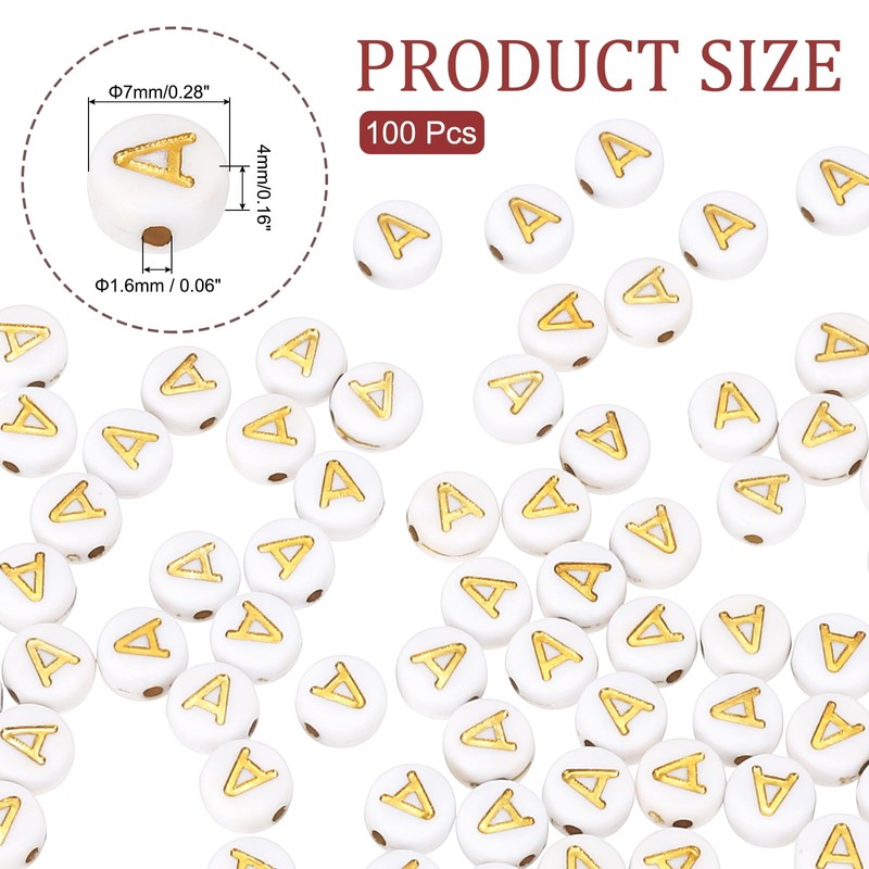 PATIKIL Alphabet Beads, 100 Pcs Gold Letter Beads Acrylic Charms