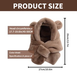 HOMURY Baby Slip-On Hat Baby Scarf Hat: Warm Cute Bear Baby Hat with Bobble Children's Hat for Toddler for Baby Boy Girl 6-36 Months (Khaki Bear), khaki
