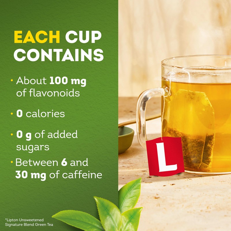 Lipton Signature Blend Green Tea Bags, Unsweetened Teabags for Hot