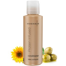 MOEHAIR Protein Infused Conditioner Reduces Frizz and Dullness, Smoothens Split Ends, Increases Hydration, Adds Shine and Lustre | Sulfate and Paraben Free Travel Size Haircare 3.4 Fl Oz