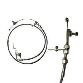 for All Ford C6 C-6 Transmission Kick Down Cable Kit, Stainless Braided Polished Transmission Detent Kickdown Trans Wiring Kit