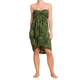 PANASIAM Sarong for Men and Women, 100% Handmade from Indonesia, Each Scarf is Unique, Opaque Wrap Skirt Also Extra Large, Batik with German Textile Colours, Beach Towel, B004 D.gruenton