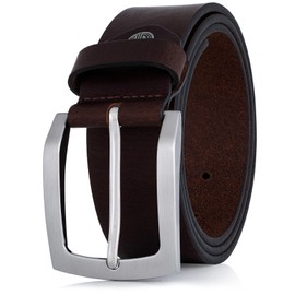 LINDENMANN Men's Leather Belt, 40 mm Wide, Full Cowhide Leather, Black, Size/Size: 110, Colour/Colour: Brown