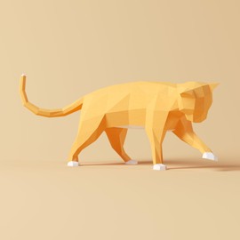 Freche Katze, Yona DIY Papercraft kit, Freche Katze papiermodell, 3D Origami Kit von Hand zusammenzubauen, Heimdekoration, Geschenk, Origami 3D, Papier Handwerk, Puzzle 3D，Gray Cat.