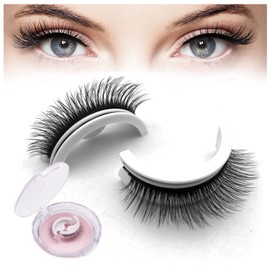 Bluemega 2 Pairs Fake Eyelashes Pestañas Autoadhesivas, Pestañas Adhesivas Reutilizables, Pestañas Postizas Naturales Esponjosas 3D Reutilizables, Sin Pegamento Pestañas Postizas A Prueba De Agua (B)