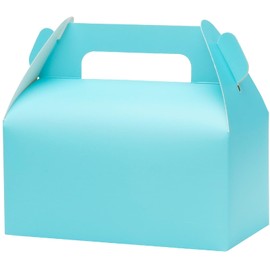 UnicoPak 30 Pack Teal Blue Gable Treat Boxes Turquoise Party Favor Goodie Bag Boxes for Candy Treats Snacks Cookie Toys for Birthday Party Special Events, 6.5x3.5x3.5 Inches