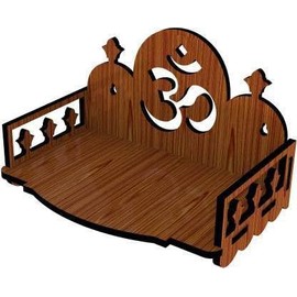Generic Beautiful Small Wooden Home and Office/Pooja mandir/Puja Temple Engineered Wood Home Temple (Height: 15 cm/ 6 inches) (DIY)(Brown), SOMTE031123