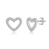 Reffeer Solid 925 Sterling Silver CZ Heart Stud Earrings for