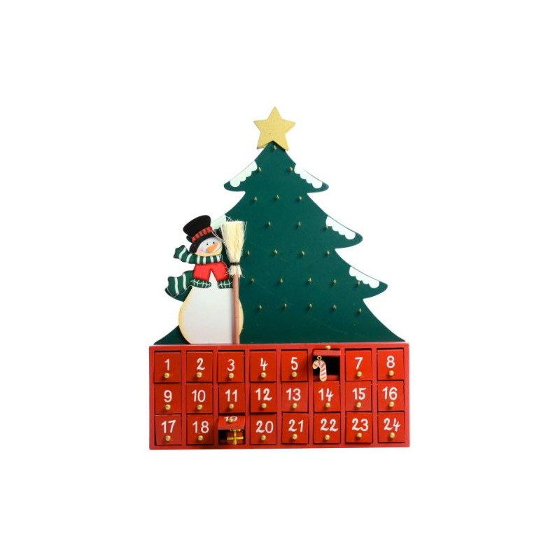 Kurt S. Adler Wooden Snowman with Tree Advent Calendar