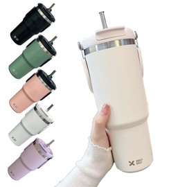 KONARO Tumbler, 23.6 fl oz (600 ml) / 900 ml, Large Capacity, Water Bottle, Straw Included, Water Bottle, With Lid, Vacuum Insulated, Hot and Cold Insulated, Stainless Steel Bottle, Wide Mouth, Direct