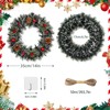 2Pcs Artificial Christmas Wreath with 1 Rope and 2 Hooks,