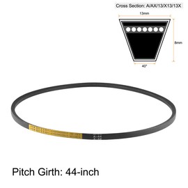 sourcing map 2 x A44 V-belt, A profile, rubber drive belt, 44 inch pitch length
