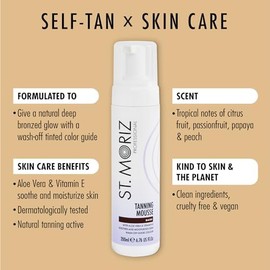 St Moriz Professionelles Sofortbräunungs-Mousse im Dunkeln, schnelltrocknend, vegan, mit Aloe Vera und Vitamin E, mit Führungsfarbe für streifenfreien, tiefbronzierten Glanz, tierversuchsfrei, 300 ml