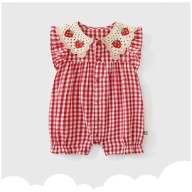 Baby Koi Baby Clothes Newborn Baby Romper Short Sleeve Summer Clothes Coveralls Girls Age Photo Baby Preparation, red