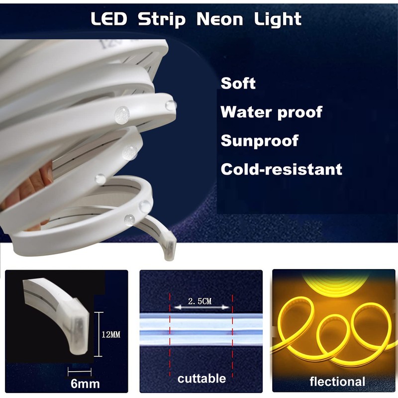 Maxlaxer Red Neon LED Strip Lights, 16.4ft 12V Waterproof Flexible