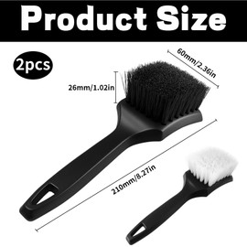 Wheel Brush, 2Pcs Detailing Car Wheel Cleaning Brush,Car Tire Cleaning Brush with Sturdy Bristles for Tough Dirt,Easy Dirt Removal Bristles with Comfortable Handle,for Car, Motorcycle,Bicycle Cleaning