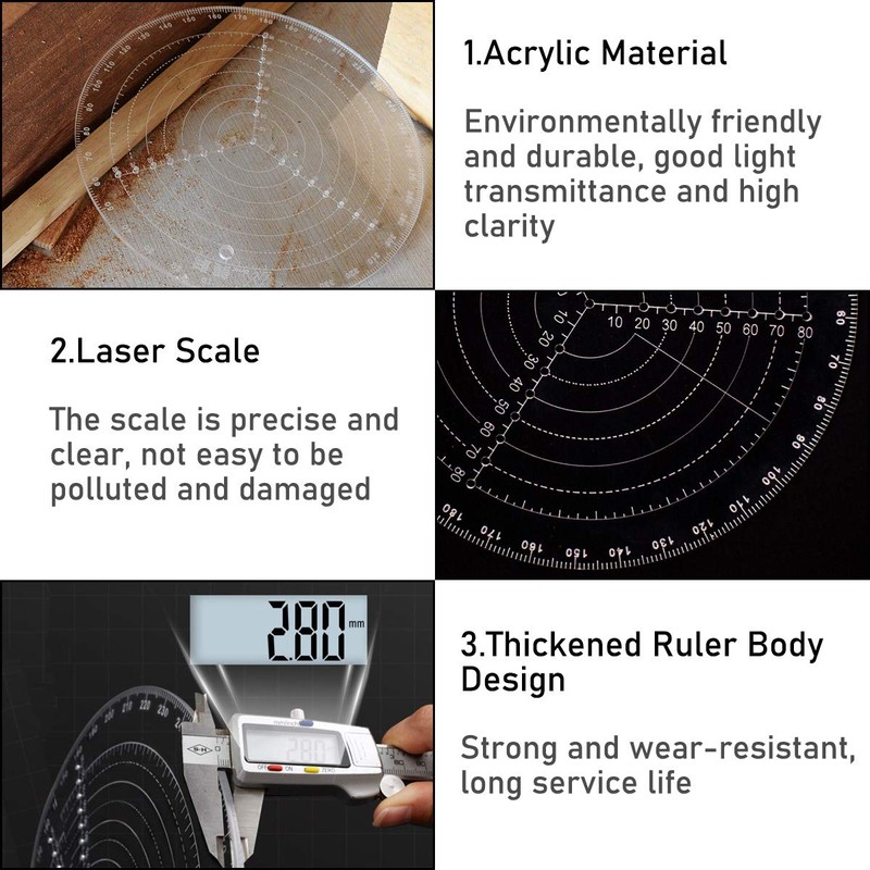 Center Finder Tool Woodworking Compass Central Scan Tool Transparent Acrylic