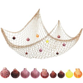 ZDNT Fishing Net Decorative Fish Net Wall Decoration Fishing Net Maritime Decoration Mediterranean Style Fishing Decorative with Coloured Shells for Wall Bar Party Decor Photography Decoration, 1.5 x