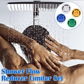 CustomyLife 4 Pcs Shower Flow Restrictors, GPM 1.5/1.8/2.0/2.5 Shower Head Flow Reducer Limiter, Water Saver Adapter for Handheld Shower, Bathroom, Toilet