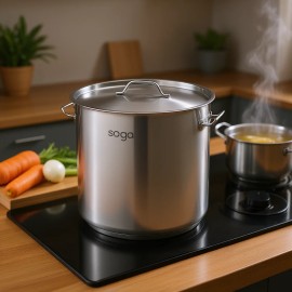 Soga Stainless Steel Stock Pot 21L Large Capacity With Lid For Soup And Stock CookingMaterial: Stainless