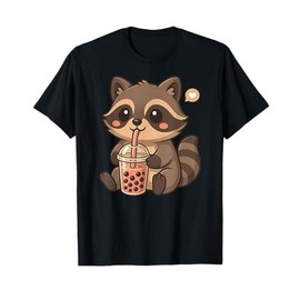 Cute Raccoon Boba Tea Lover Zoo Kawaii Boys Girls Kids T-Shirt