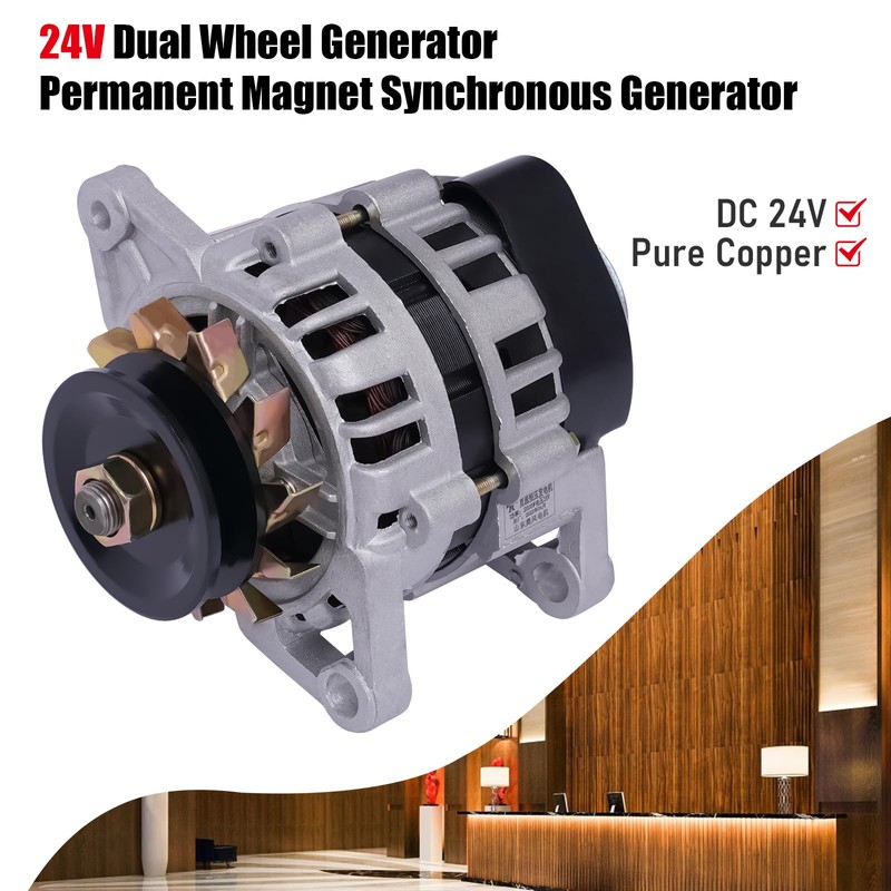 KONKENIE DC 24V Dual Wheel Generator 2000W 4000RPM Permanent Magnet