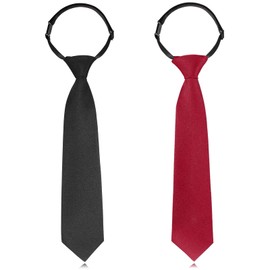 YATEICBC Pack of 2 Children's Ties Boys Adjustable Pre-Tied Ties (Red, Black)