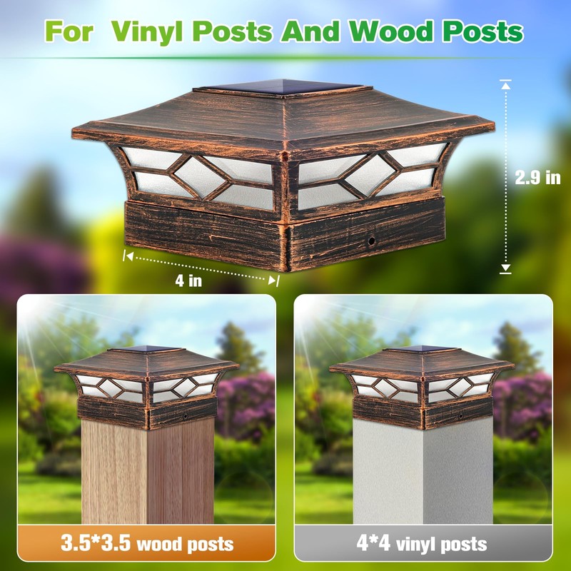 Solar Post Cap Lights Outdoor 8pack, Waterproof Solar Powered Deck