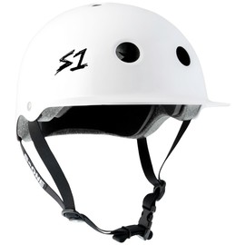S1 Lifer Brim Helmet for Skateboarding, BMX, and Roller Skating - EPS Fusion Foam, CPSC & ASTM Certified - White Gloss Large (22")