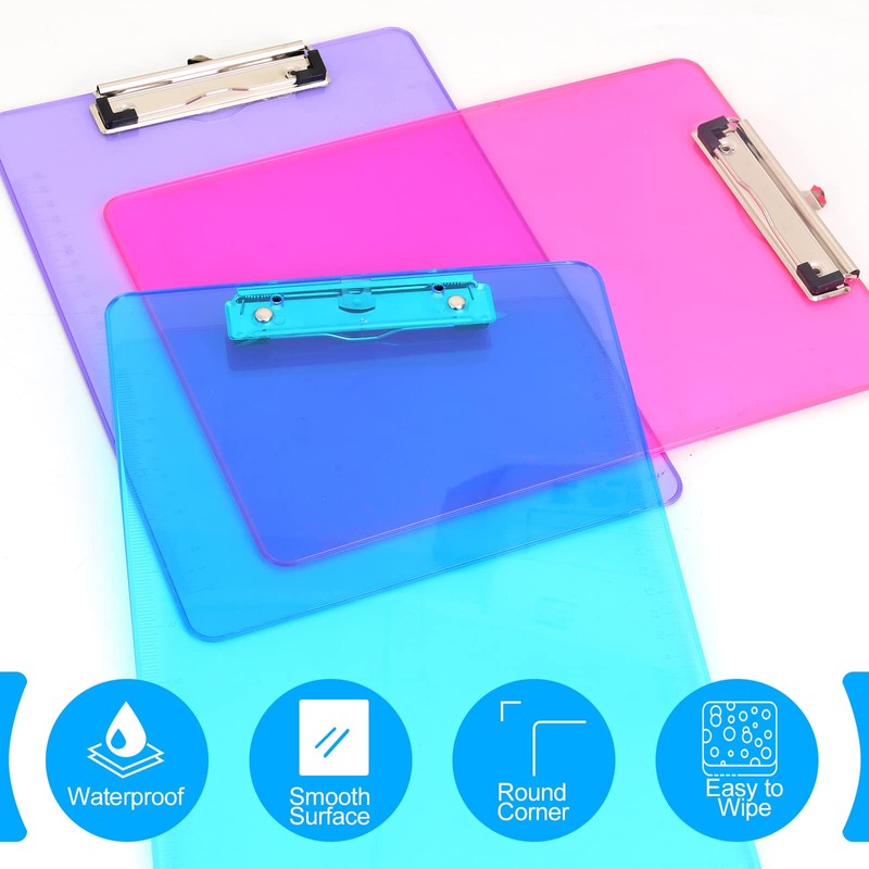 Clipboards, HERKKA 15 Pack Plastic Clipboards Low Profile Clip Standard