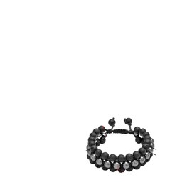 3 Layer Matte Agate, Hematite and Lava Rock Handmade 8mm Gemstone Beaded Bracelet, Adjustable Size 17-21.5cm, Net Weight 57g