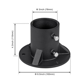 Insaga Chain Link Fence Post Floor Flanges, 3" Base Flange, Solid Fence Post Anchor for Fix The Fence/Mailbox/Flag Round Posts (OD 2-7/8''), 1pc