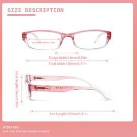JOSCHOO Reading Glasses for Women 6 Pack Blue Light Blocking Glasses with Comfort Spring Hinge for Men and Womens Readers (6 Mix Clour-4, 0.5, x)