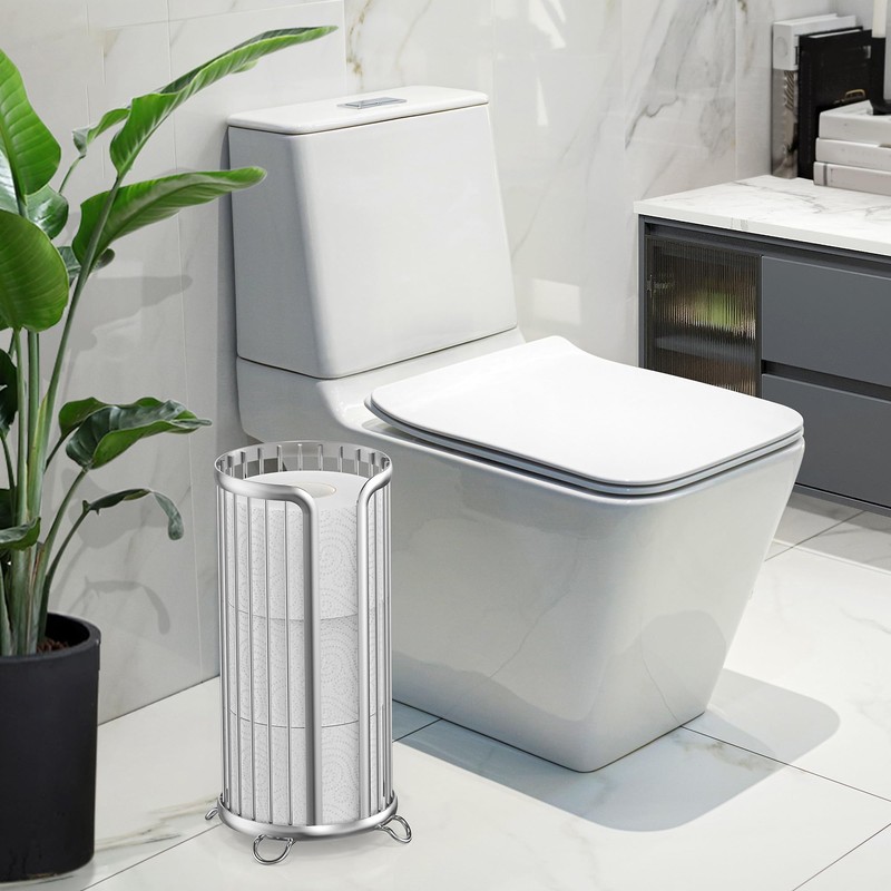 Toilet Paper Holder Stand, Freestanding Toilet Tissue Organizer, Minimalistic Storage