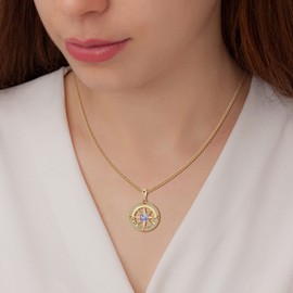 Meeshi Compass Gifts for Women Jewelry Valentines Day Gifts for Wife Mothers Day Gifts Necklaces Christmas Birthday Gifts for Women Wife Gifts for Her (Gold-June-Alexandrite)