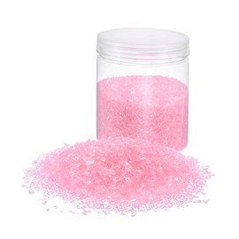 HARFINGTON 370g Crushed Glass Chips 1-3mm Shiny Electroplating Irregular Broken Sprinkles Chunky Glass for Crafts DIY Resin Art Decoration Vase Filler, Pink