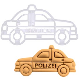 BAKERLOGY Polizeiauto Cookie Cutter - Detailed Biscuit Cutter Design for Baking and Crafts, ideal on fondant, dough, clay