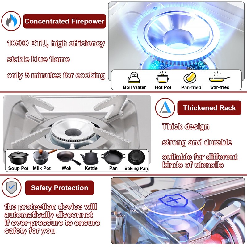 MOZODAWN Dual Fuel Camp Stove with Butane and Propane Compatibility,